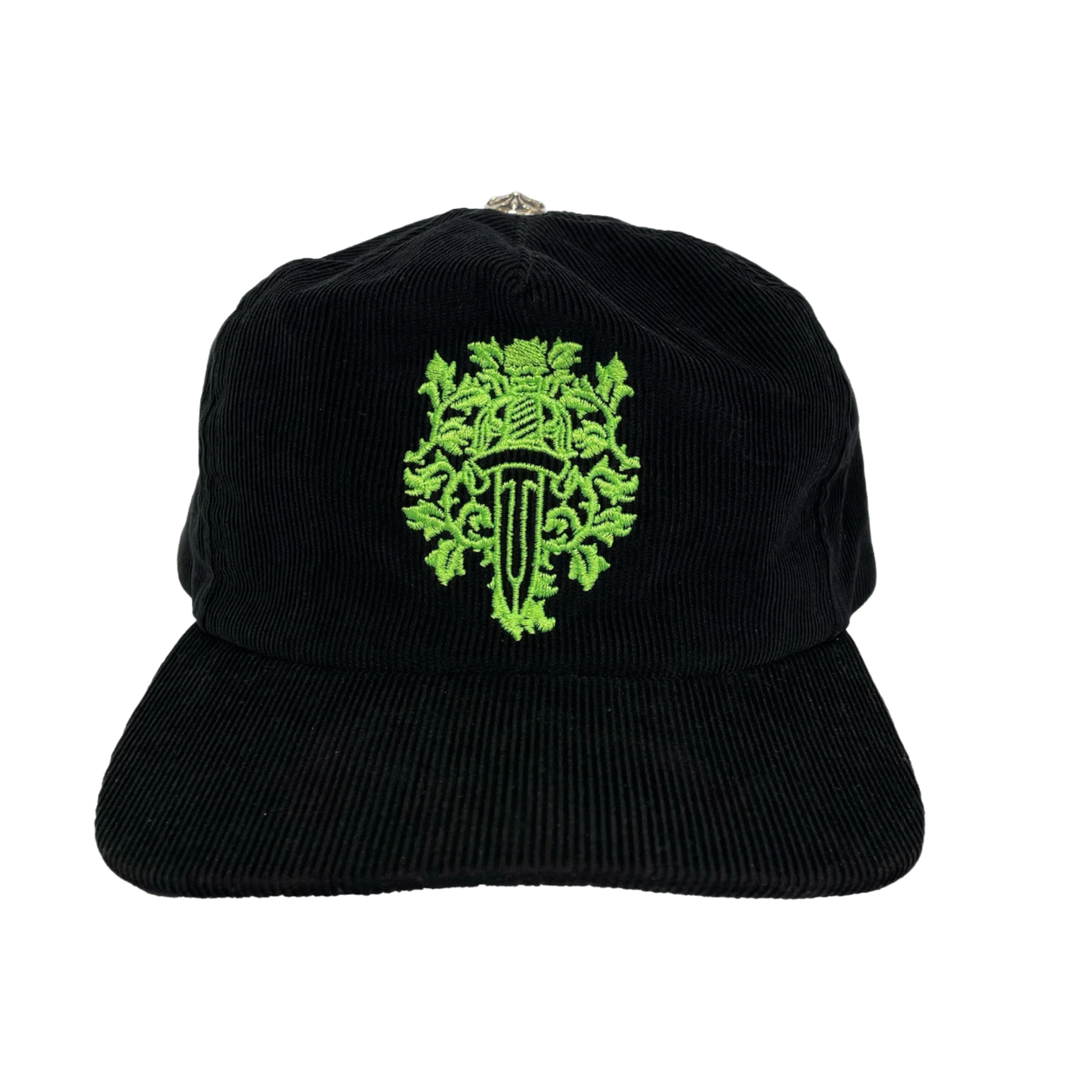 Chrome Hearts 'Embroidered Green Vine Dagger' Corduroy Black Hat