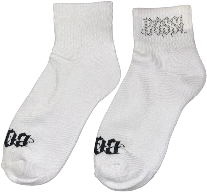 Bossi 'Dark Silver Logo' Rhinestone Socks