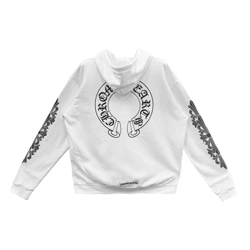 Chrome Hearts 'Horseshoe Logo' Floral White Zip Up Hoodie