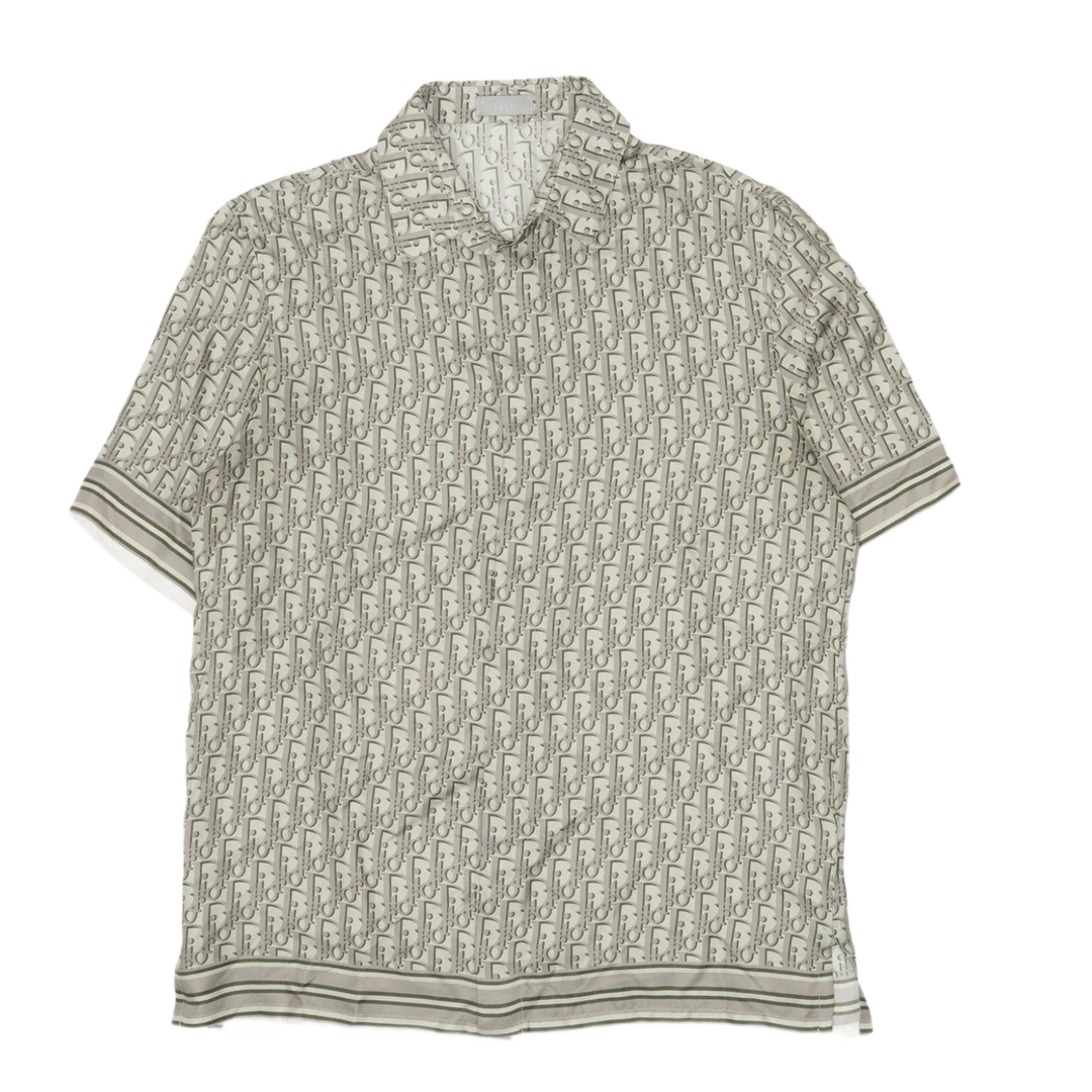 Dior 'Grey/Olive' Oblique Button Up Silk Shirt