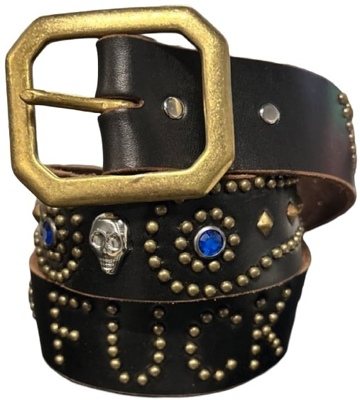Studded 'Blue Gem Skull' Fuck Off Belt