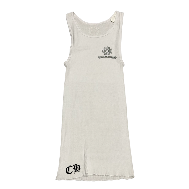 Chrome Hearts 'Silver Plus Cross' White Tank Top