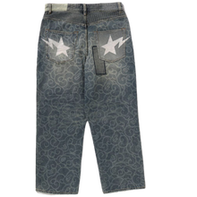 BAPE Cloud Camo Jacquard Upcycled Relaxed Fit 13 oz Denim Pants Indigo