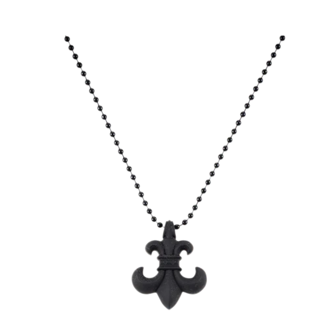 Chrome Heart Fleur De Lis Silicon Necklace Black