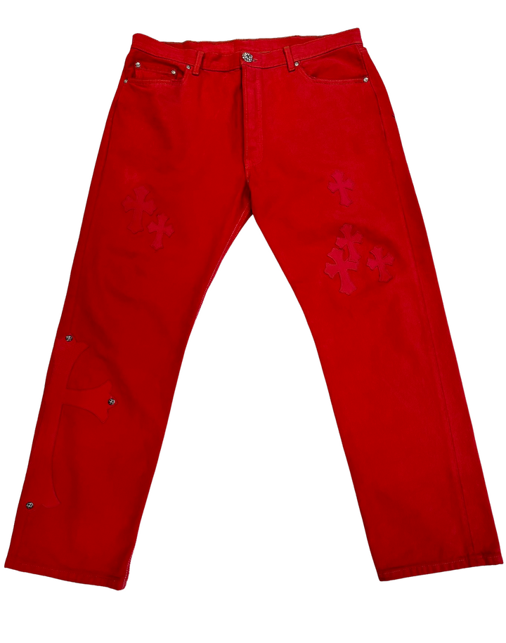 Chrome Hearts '18 Patch' Red Jeans