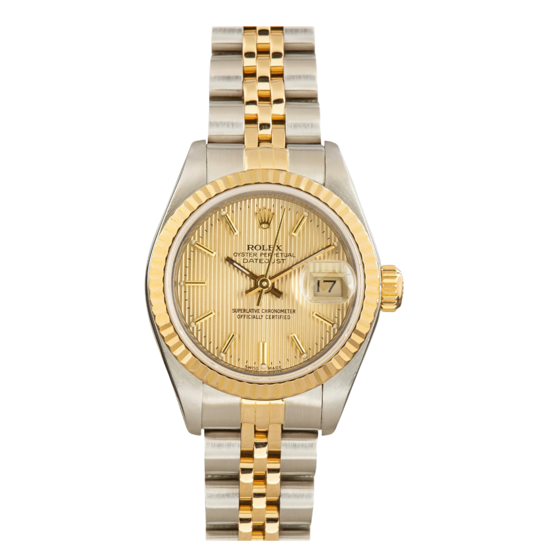 Rolex Lady Datejust 'Champagne Tapestry' 18k Two Tone Fluted Jubilee Watch 26 69173