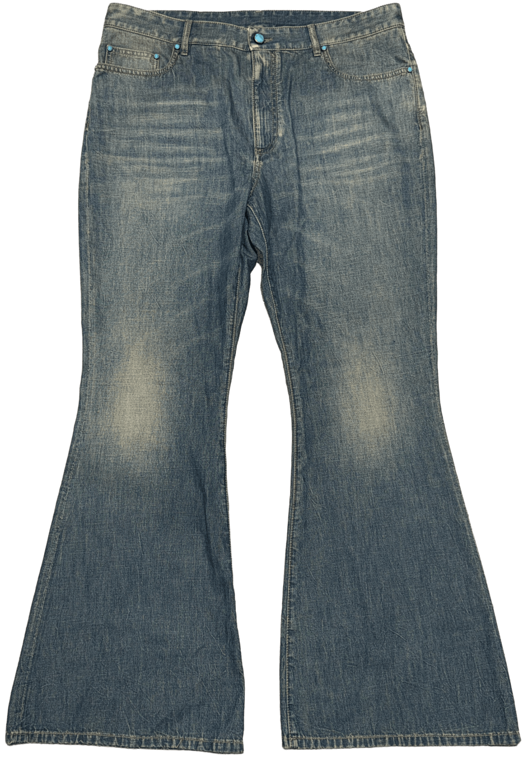 Louis Vuitton 'Turquoise' Stonewashed Flared Chambray Jeans