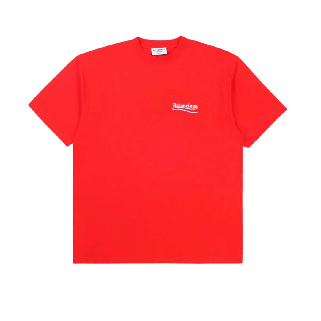Balenciaga 'Red Political Campaign' Embroidered Logo Tee