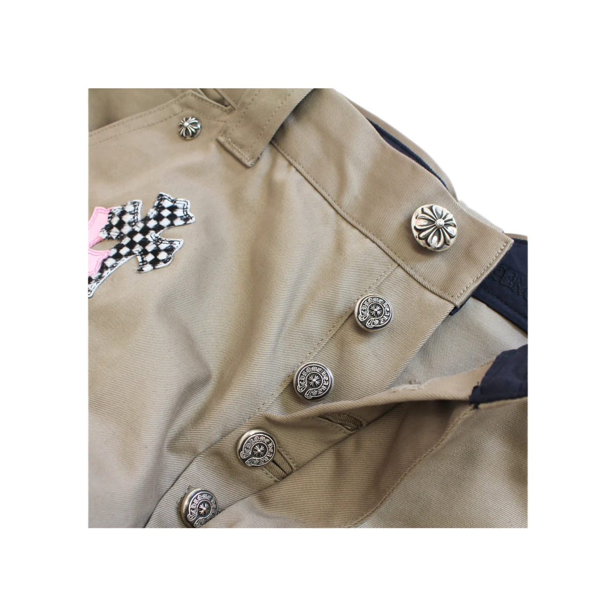 Chrome Hearts 'Tan' Pink & Checkered Cross Patch Carpenter Pants