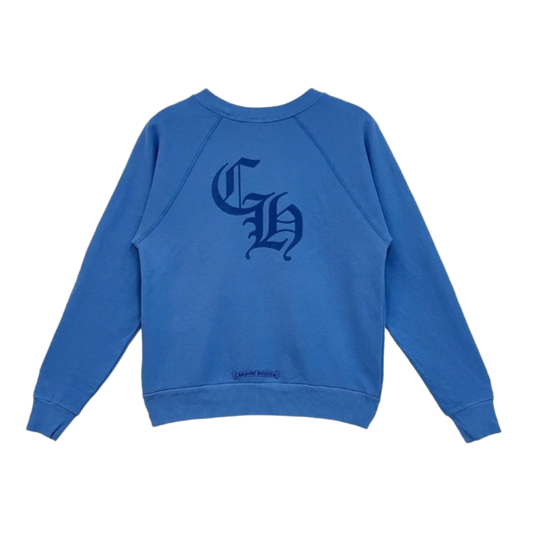 Chrome Hearts Women's 'Blue' Flocked Triple Cross CH Crewneck