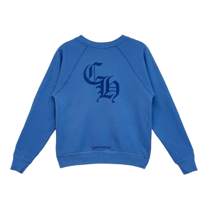 Chrome Hearts Women's 'Blue' Flocked Triple Cross CH Crewneck