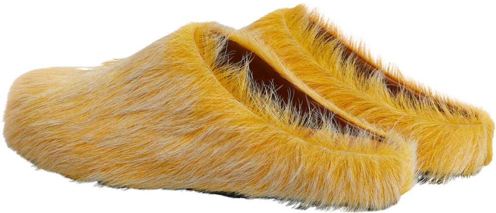 Marni 'Yellow' Long Hair Sabot Slippers