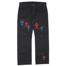Chrome Hearts 'Black' Red & Blue Leather Cross Patch Chino Pants
