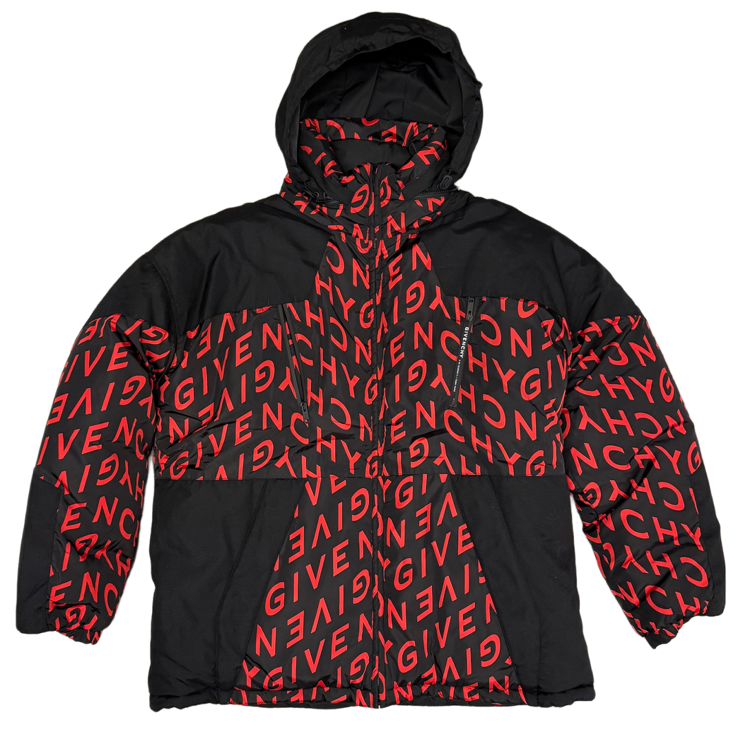 Givenchy 'Reversible Black/Red Refracted' Logo Puffer Coat