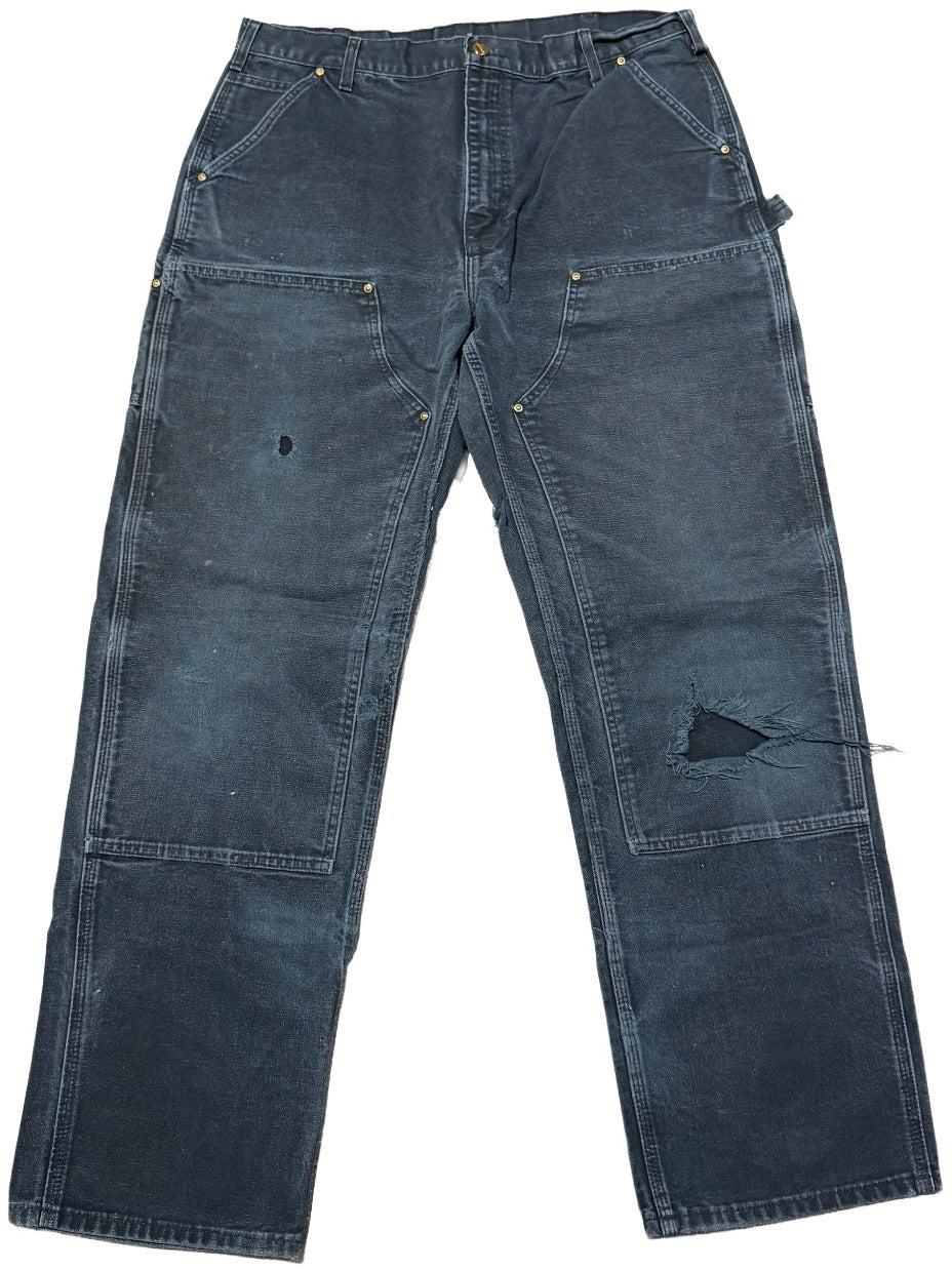 Carhartt 'Black' Distressed Double Knee Vintage Work Pants