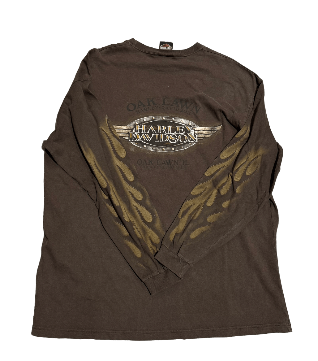 Harley Davidson 'Oak Lawn' Brown Vintage Longsleeve