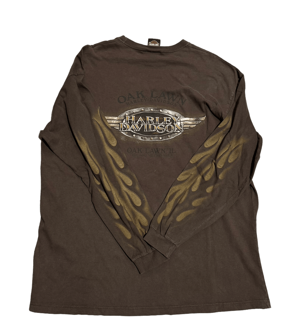 Harley Davidson 'Oak Lawn' Brown Vintage Longsleeve