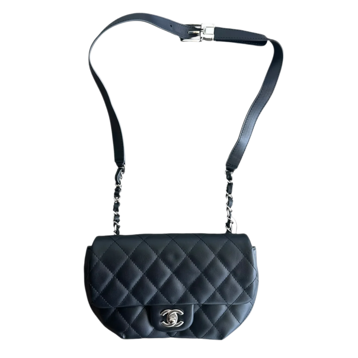 Chanel 'Black' Lambskin Quilted Medium Uniform Bumbag