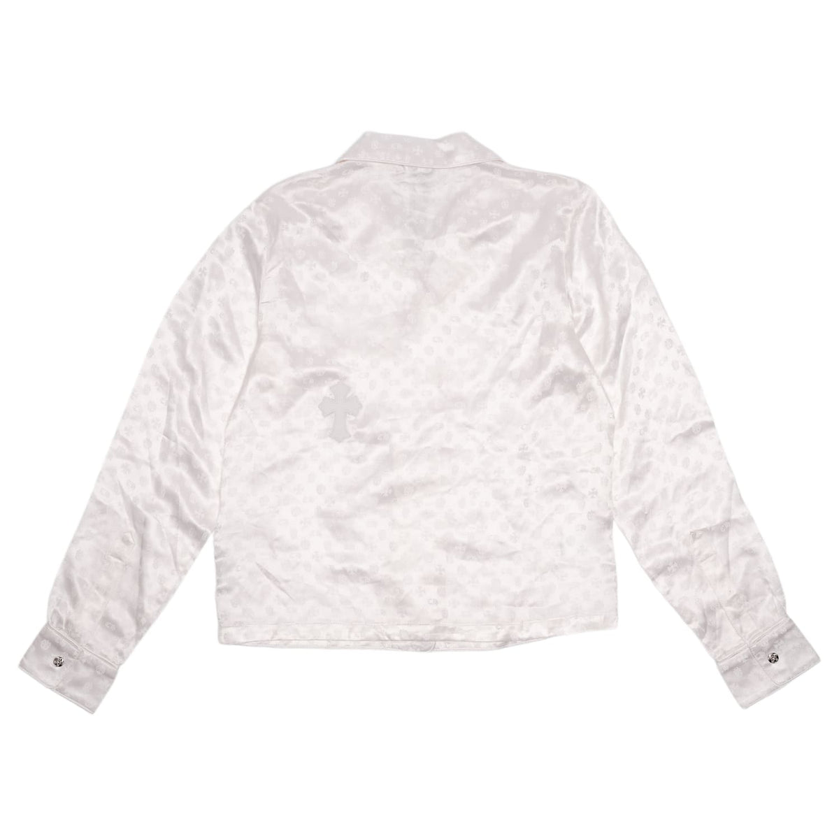 Chrome Hearts 'Cross Patch' White Tonal Monogram Silk Pajama Shirt