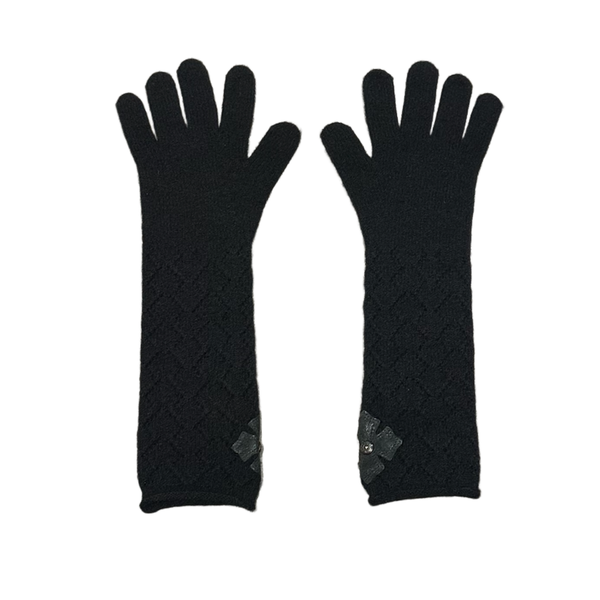 Chrome Hearts 'Black' Cashmere Cross Patch Women's Gloves