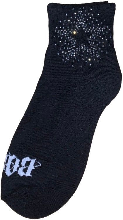 Bossi 'Lone Star' Rhinestone Black Socks