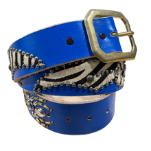 Studded 'Zebra Print' Blue Belt