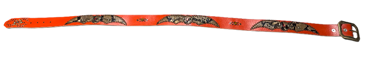 Studded 'Red Gem/ Snakeskin Black Brown' Orange Belt
